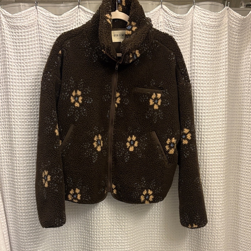 Brown Floral Fleece Jacket